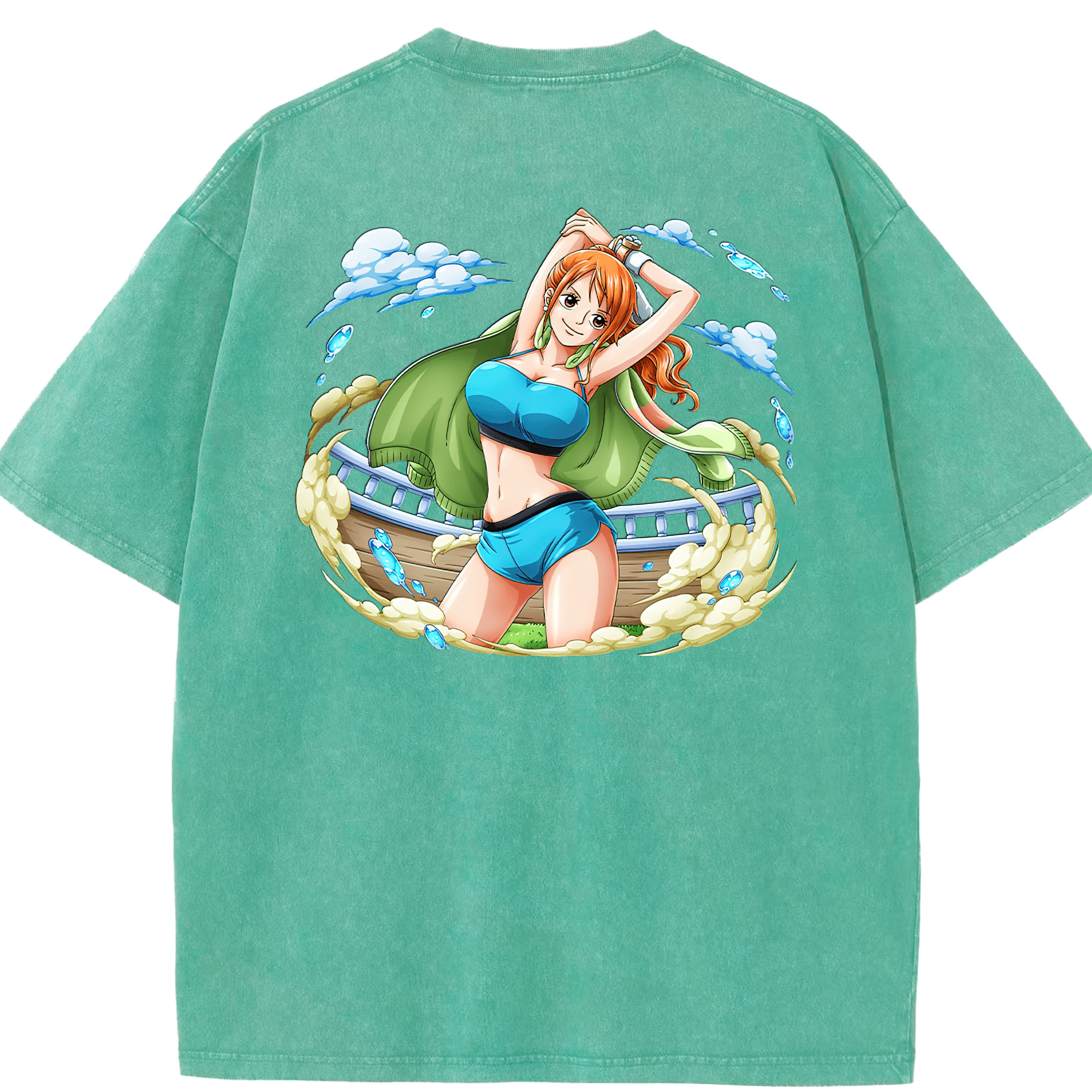 ワンピース ナミ ONE PIECE Nami 綿100% ヴィンテージ風 半袖Tシャツ（背面プリント）